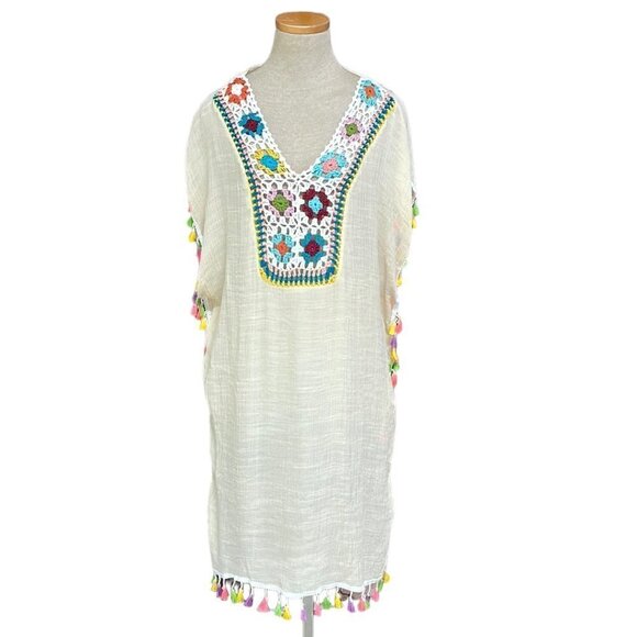 ASHA Swim Coverup Dress Crochet Tassels Cream One Size - Picture 1 of 16